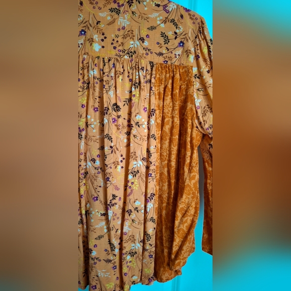 Cato floral ruffle sleeve rayon womens top size large patchwork print boho lagen - Picture 6 of 8